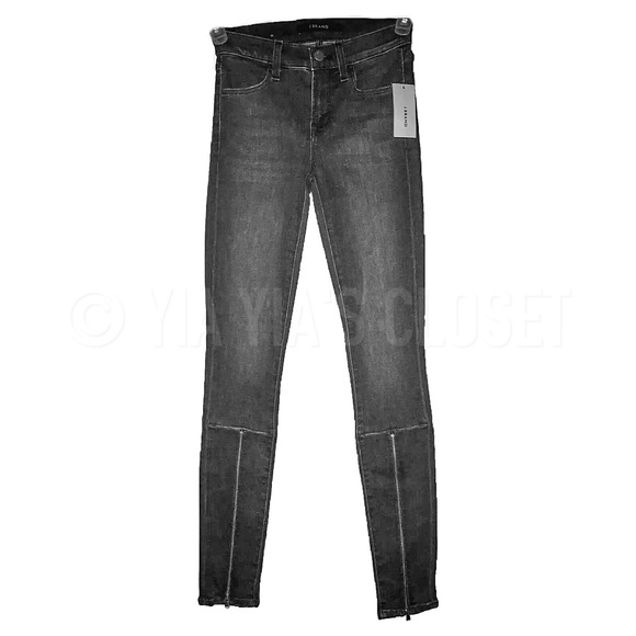 J Brand SZ 23 Women's 620 Zip-Hem Super-Skinny Jeans in Black Heath NEW - Picture 7 of 11